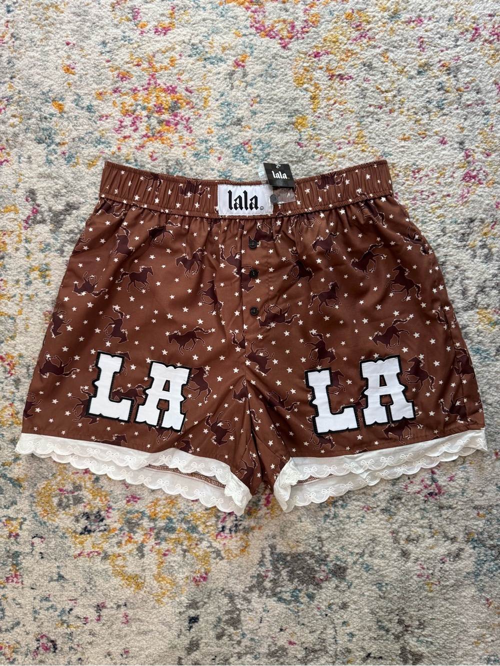 Dressed in Lala Hold Your Horses Boxer Shorts Sz M
